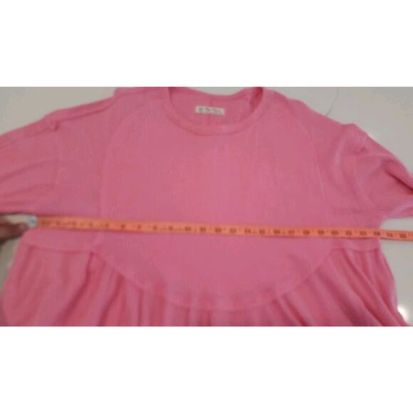 Free People Oh My Babydoll Cotton Waffle Weave Top Carnation Pink Boxy Large New - Picture 11 of 16